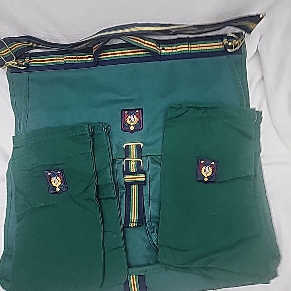 Garment Bag Polo Ralph Lauren Green Stripe Canvas Hanging Strap & 4 Shoe Vintage